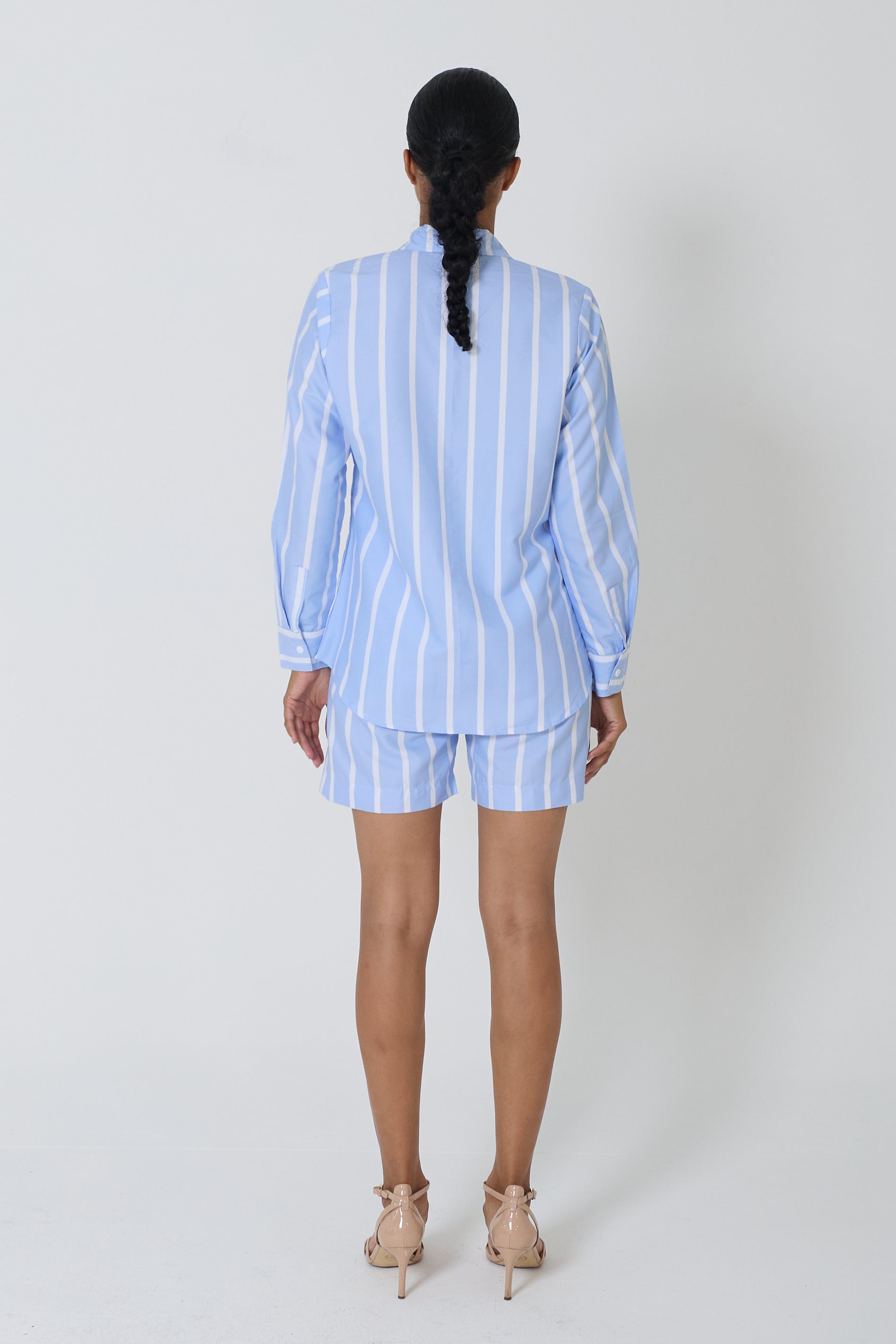 Button-Down Collar Long Sleeve and Short Set